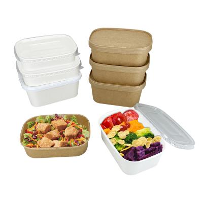 China Rectangular Takeaway Container Food Box Kraft Paper Tableware Wrapping Paper Box With Lid for sale