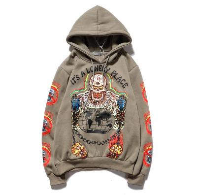 China Anti-wrinkle Mens Kanye Ghost Skull Hip Hop Hoodies Sweater Crop Pullover for sale