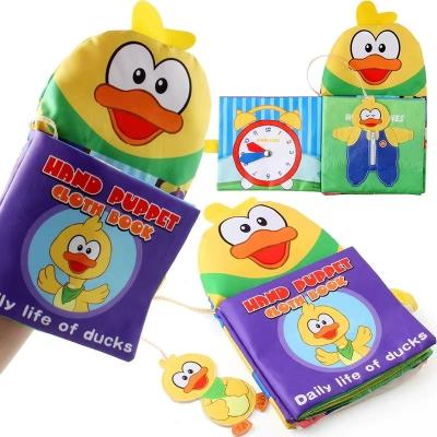 China Early Enlightenment Cognitive Factory Education Hand Puppet Direct Cloth Book Kids Educational Study 3D Toy Tear Resistant Infant Book for sale