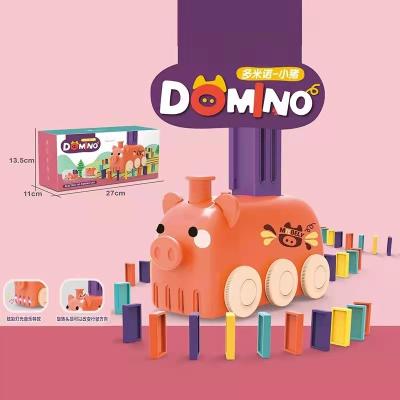 China The new automatic layering children's educational cartoon animal electric domino building block the car toy set for sale