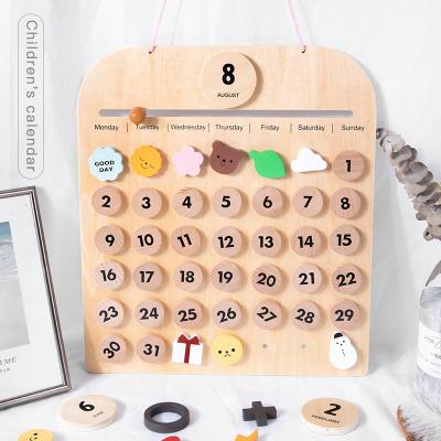 China New Calendar Wooden Educational Desk Clock Ornaments Weather Month Weather Observation Toys for sale