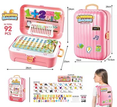 China Plastic Teaching Machine Toy Intelligent Kids Laptop Backpack 3 in-1Multi-function set 92pc for sale