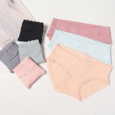 China Low Waist Antibacterial Breathable Pregnant Yarn Panties Lingerie Brief Underwear Briefs 100% Cotton Maternity Panties for sale