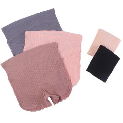 China Antibacterial High Waist Threaded Boxers Flat Comfortable Elastic Cotton Gaiters Pregnancy Pants Safety Angle Maternity Panties for sale