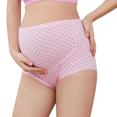 China Antibacterial Plus Size Female High Maternity Cotton Briefs Polka-Dot-Copy Maternity Panties For Belly Support for sale