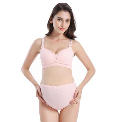 China High Waisted QUICK DRY Threaded Lactation Underwear Set Open Double Buckle Panties And Bra Brief Maternity Set for sale