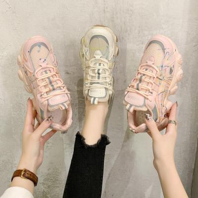 China New Designs Trend 2021 Fashion Luxury Ladies Casual Shoes Woman Fashion Dad Shoes Platform Sneaker Pink Women Shoes Chunky Sneakers for sale