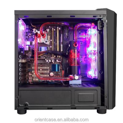 China With Fan 2 HDD 2 SSD Transparent Panel Tower Mid Tower Computer Case for sale