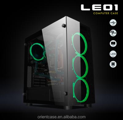 China With Fan RGB Color Fan Computer Case With Tempered Glass Panel PC Case for sale