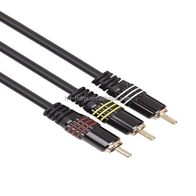 China Car OEM & ODM Manufacturer High Quality Gold Plated 3 RCA Cable Male To Rca 3 Male Audio Video Extension HD8003 for sale