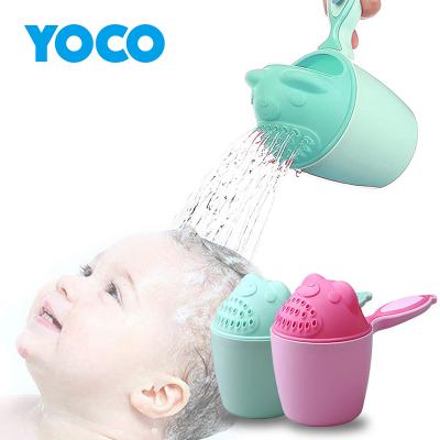 China Durable Multi Function Wash Sprinkler Cartoon Infant Rinse Shampoo Rinser Baby Shower Cups With Handle Baby Bath Rinse Cup for sale