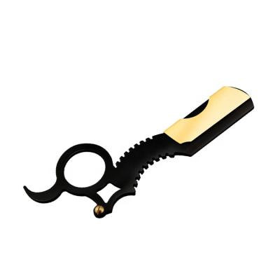 China Barber Razor Stainless Steel Matte Black Gold Straight Saw Holder Edge Simple Blade Style New For Face for sale