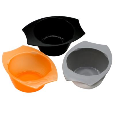 China Anti Color Hair Salon Hair Coloring Bowl Single Handle Silicone Two Sided Dye Mixing Bowl for sale