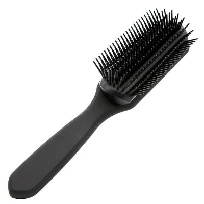 China Custom Logo Plastic Hair Brush Matte Handle Denman Palette Styling Hair Brushes 9 Row Black Nylon Hair Brush for sale