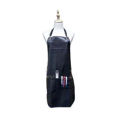 China Fashion Eco-friendly Barber Professional Leather Apron Brown And Black PU Leather Apron For Salon for sale