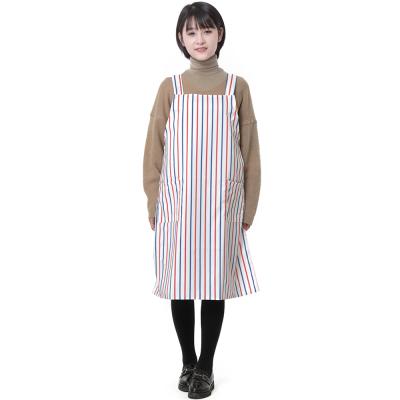 China High Quality Anti-chemical Hairdresser Pinstripe Apron Best Net Black And Blue Material Apron For Salon for sale