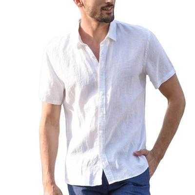 China Men's Spring Summer Solid Color Collar Anti-Shrink Stand-up Stand-Up Cotton Blends Breathable Casual Shirt for sale