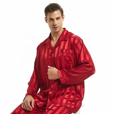 China QUICK DRY spring summer men's thin homewear touch polyester silk home robe set cotton sateen pajamas for sale