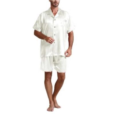 China QUICK DRY men spring polyester silk home robe sets and summer thin homewear touch and cotton satin for sale