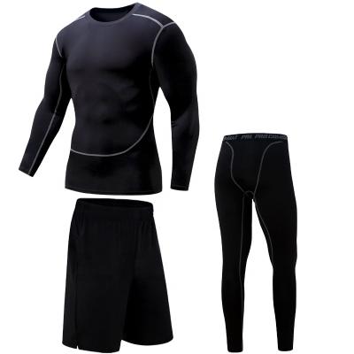 China Hot Men's Breathable Gaiters Sportswear Suit Plus Velvet T-shirt Fashion Men's Tights Yoga Clothes for sale