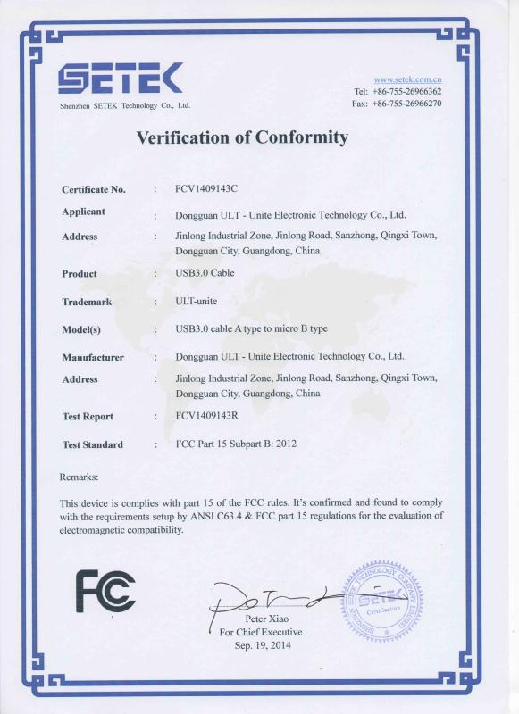 FCC - Dongguan ULT-Unite Electronic Technology Co., Ltd.