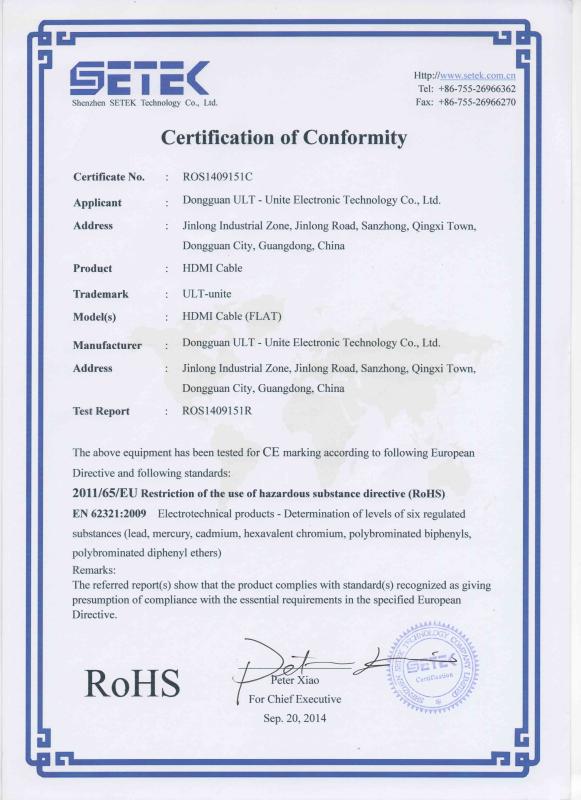 RoHS - Dongguan ULT-Unite Electronic Technology Co., Ltd.