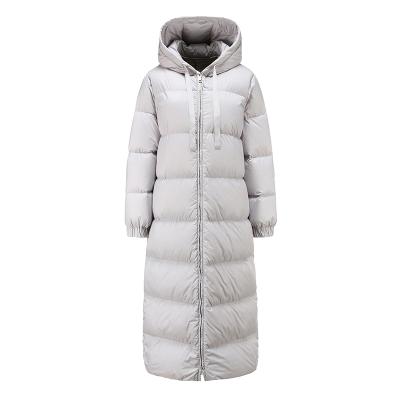 China Waterproof Hooded Good Quality Comfortable Winter Clothes Women's Long Down Puffy Coat Stripper Jacket for sale