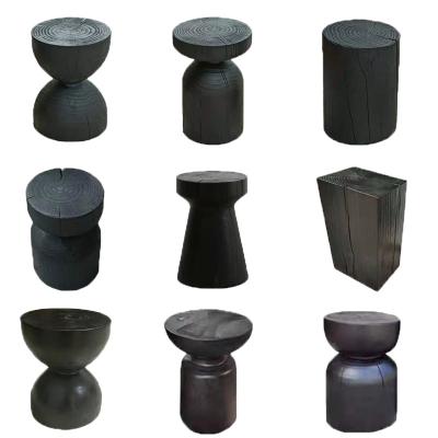 China Artistic Style Morden Style Minimalist Living Room Fire Charred Black Log Pillars for sale