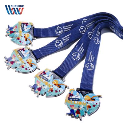 China 2021 Hot Stamping Promotional Custom Printed Lanyard With Metal Medal For Sports for sale