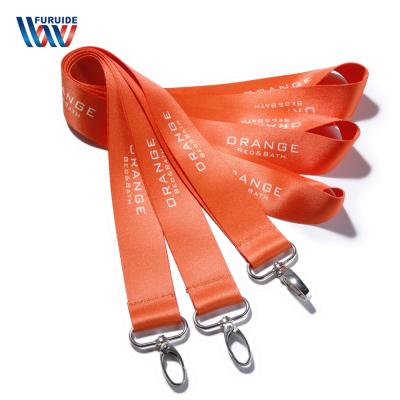 China Custom Silk ID Card 2021 Polyester Printing Logo Lanyard With Metal Hoke for sale