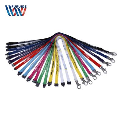 China Soft Hot Selling Customized Polyester Security Buckle Silk Screen Printed Lanyard With Logo Custom for sale