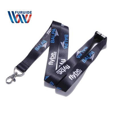 China ID Card Hot Selling Custom Logo Printed Black Lanyard No Minimum Order for sale