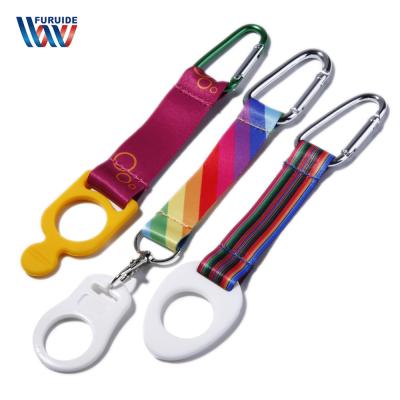 China 2021 Factory Wholesale Carabiner Strong Short ID Card Lanyard With Cup Holder for sale