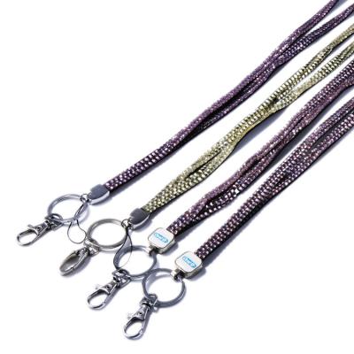 China 2021 factory price of Polyester Crystal White Bling Lanyards Rhinestone for sale