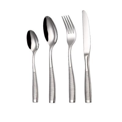 China Sustainable D028 Hongda Anti-Slip Stylish 304 Stainless Steel Metal Flatware Cutlery Set for sale