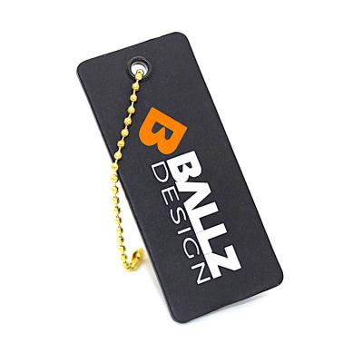 China Custom Recyled Logo Print Garment Black Cardboard Name Tag UV Hang Tags Recycled Paper Hang Tag For Clothing for sale