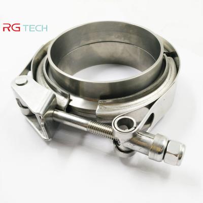 China EXHAUST titanium 3.0 inch v-band flange flange set with two gr2 titanium flanges and one pc ss304 pipe flange for sale