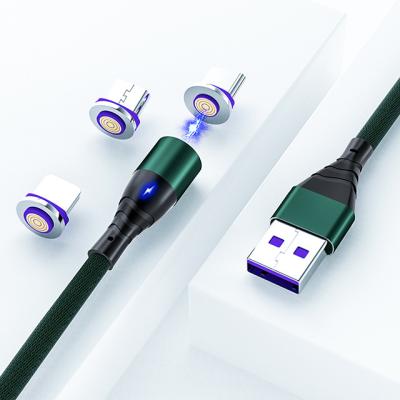 China Hot Selling Attractive Fast Charging Speed ​​LED Light Fast Charging Data Line 360 ​​Degree Magnet Data Cable for sale