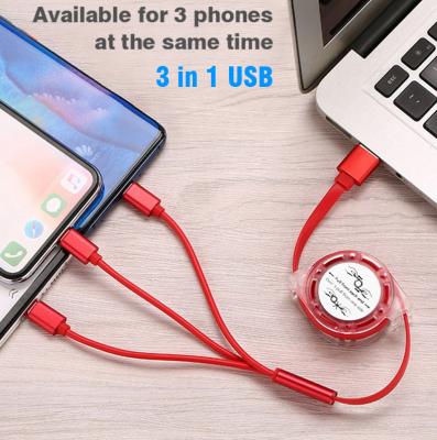 China Hot selling speed charging and fast charging data 3 in 1 data cable fast safe durable non-hot data charging data cable for sale