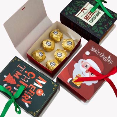 China Recyclable Christmas Cookie Paper Boxes Gift Chocolate Cake Candy Packaging With Ribbon for sale