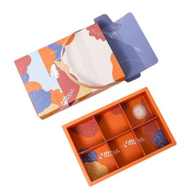 China Recyclable Handmade Yolk Puff Candy Cookies Gift Paper Box Mooncake Wrapping Decoration for sale