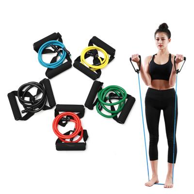 China 5 pcs Set 1200mm Fitness Band Tubing Exercise Workout Gym Set Yoga Handles Resistance Tube Bands for sale