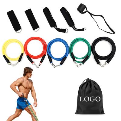 China High Quality 11Pcs Elastic Tube Loop Exercise Set Latex Resistance Tube Bands With Logo for sale