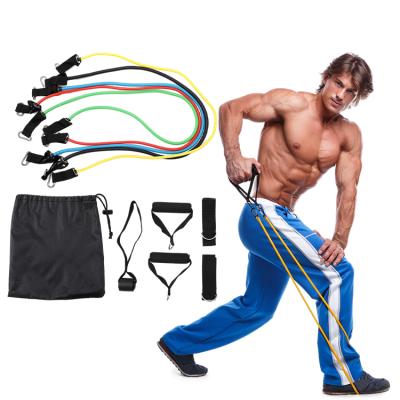 China Wholesale Custom workout Hip Elastic Tube 11 piece 11 pcs pc TPE Exercise Fitness Resistance Bands Tube set for sale