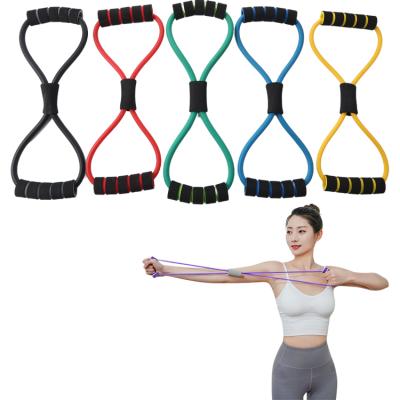 China High Quality Body Building Gym fitness exercise Yoga Chest Expander 8 Shape Pilates Resistance Band Tube Set for sale