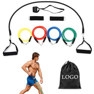 China 2022 New Design Office Set Latex 11Pcs Yoga Pilates Abs Exercise Gym Resistance Bands Fitness Tube Workout for sale