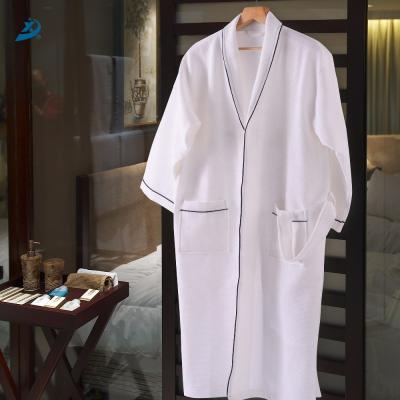 China Hotel Breathable Cotton Star Kimono Waffle Weave White Cotton Bathrobe for sale