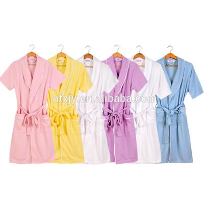 China Hot Sale Breathable Pure Short Sleeve Cotton Waffle Hotel Bathrobe, Colorful Custom Microfiber Bathrobe for sale