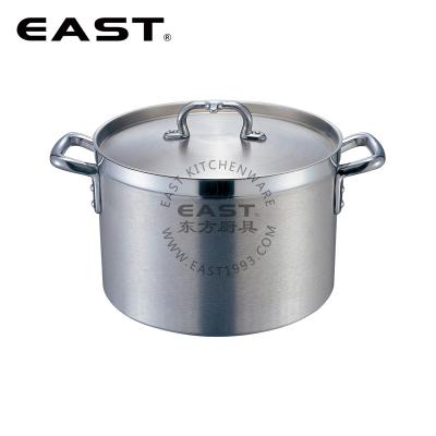 China Sustainable American Style Pot Stock Aluminum Cooking Pot With Compound Bottom With Straight Short Shape for sale