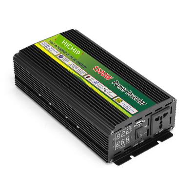 China 1500W 50HZ/60HZ inverter DC12V/24V to AC100V/110V/120V/220V/230V/240V hybrid inverter 327*150*76mm for sale